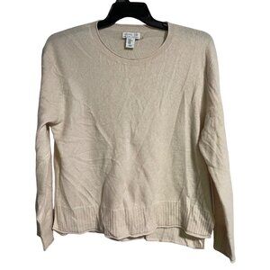 Rachel Zoe Womens 2-Ply Cashmere Sweater XL Beige Soft Lightweight Crewneck